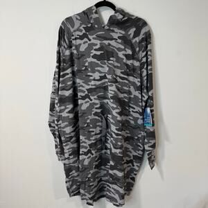 Coolibar Women's Lumaleo Hoodie Dress Long Sleeve Camo Grey NEW 3X Stretch